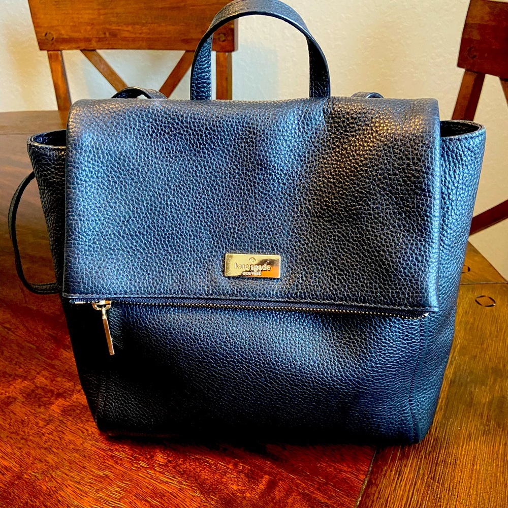 Kate Spade backpack•EUC•Black•pebbled leather•multi-pocket-clean inside